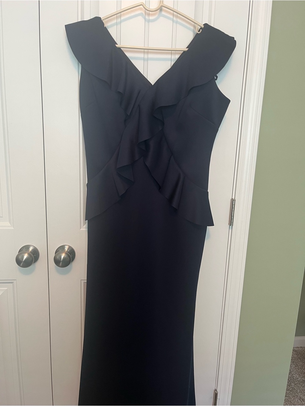 Jessica Black Ruffle V-Neck Midi Dress